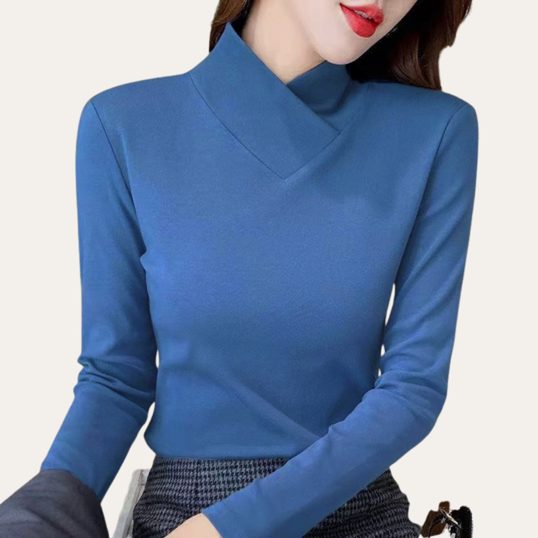 Damen Langarmshirt Stehkragen Büro Freizeit | Vestea