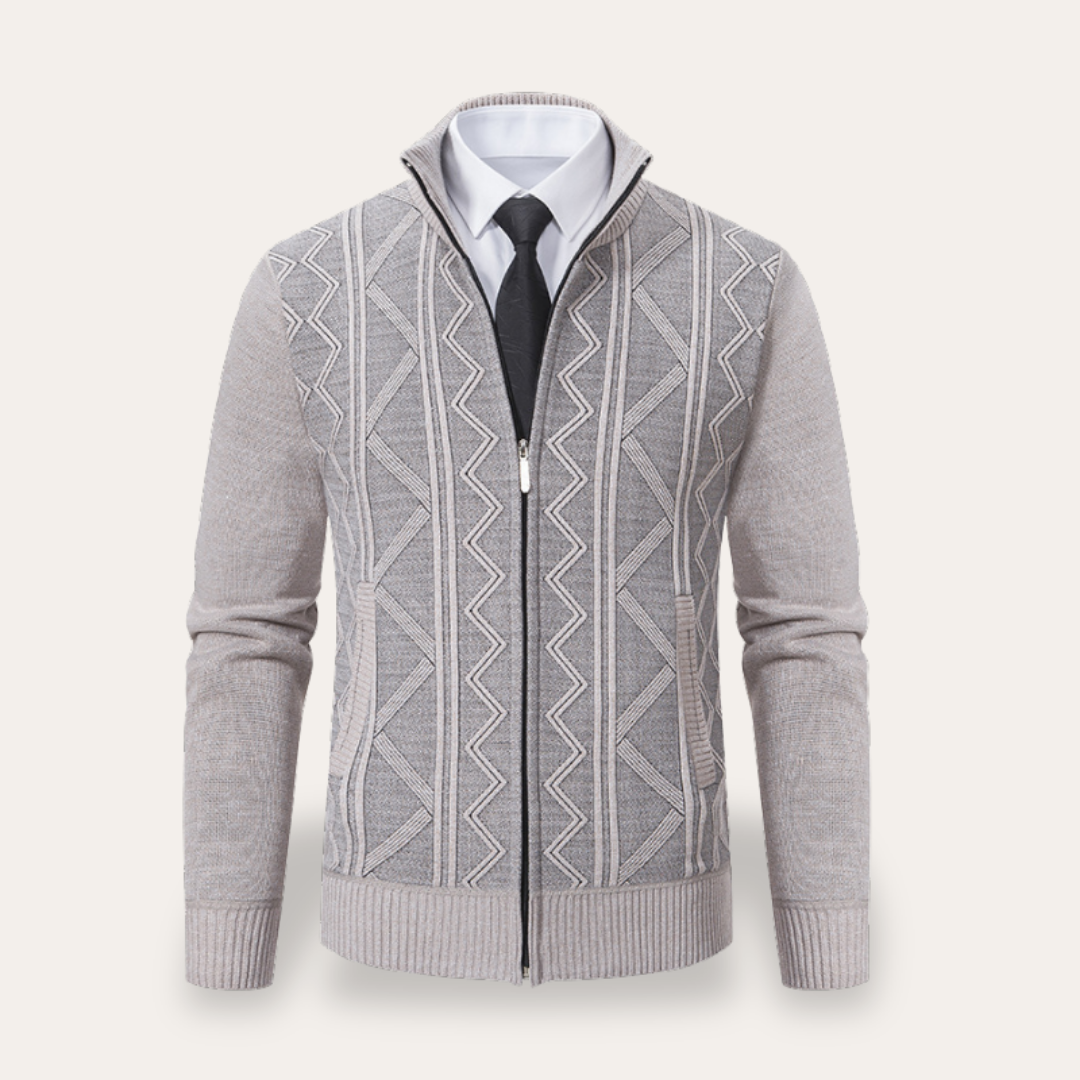 Herren Strickjacke mit Reißverschluss und Stehkragen | Vestea