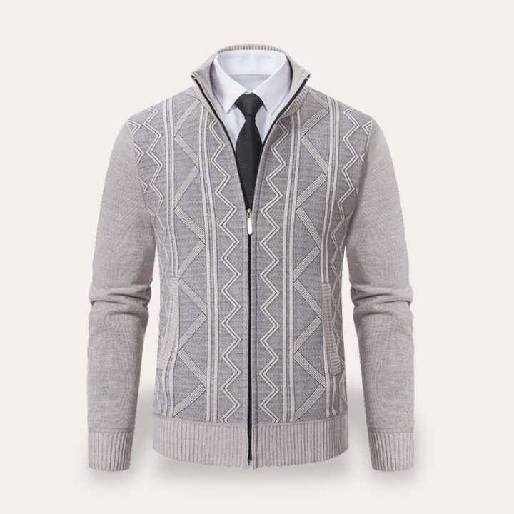 Herren Strickjacke mit Reißverschluss und Stehkragen | Vestea
