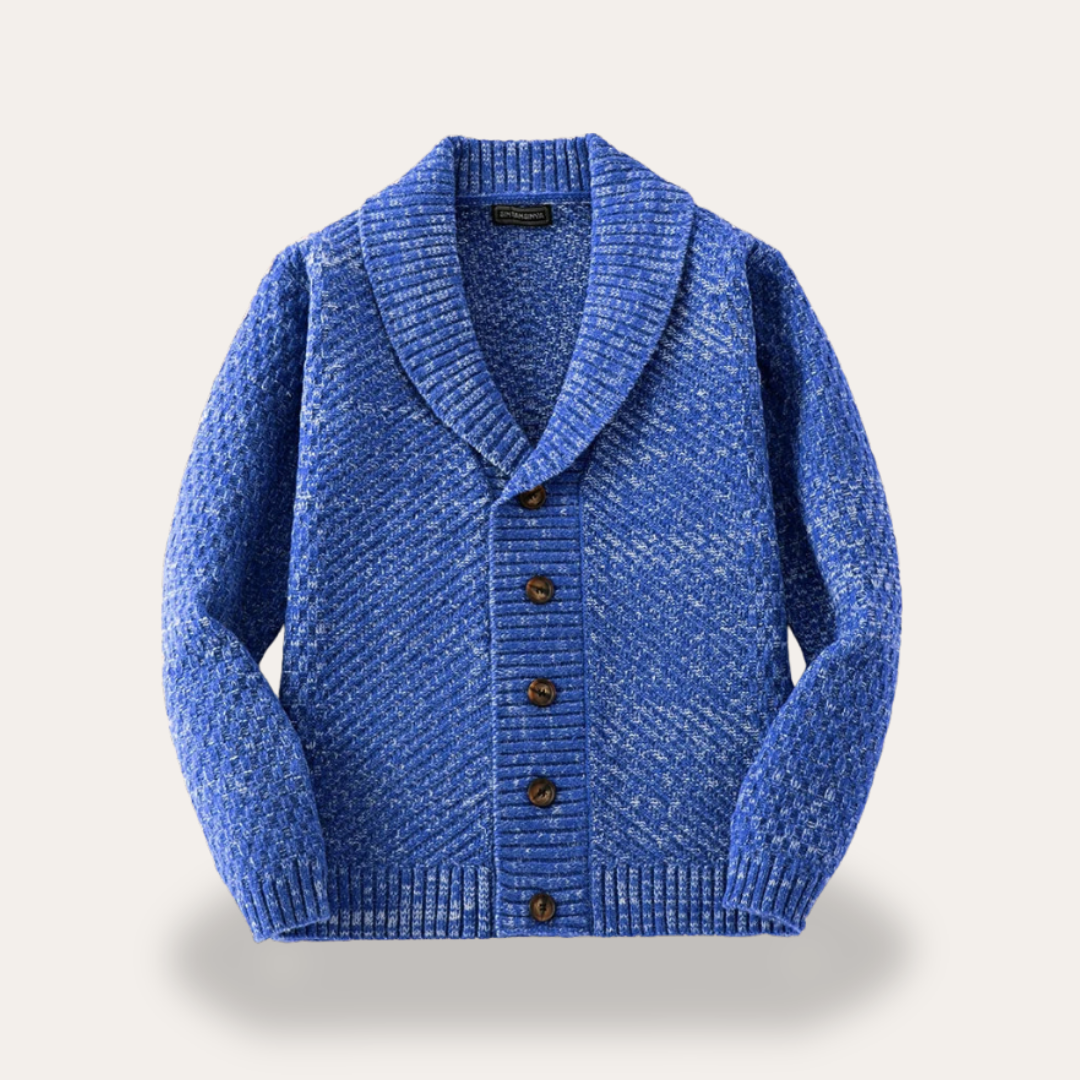Herren Strickjacke Grobstrick Schalkragen Knopfleiste Wollmix | Vestea