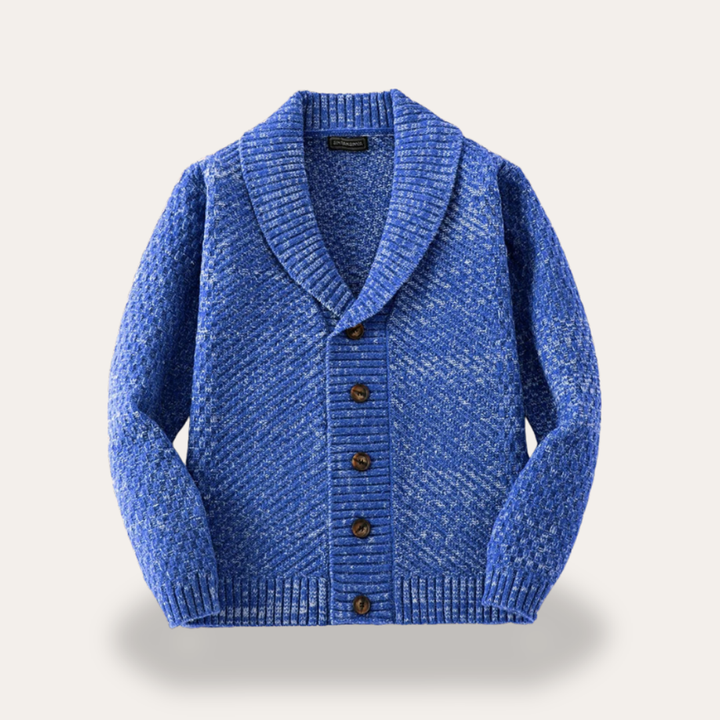 Herren Strickjacke Grobstrick Schalkragen Knopfleiste Wollmix | Vestea