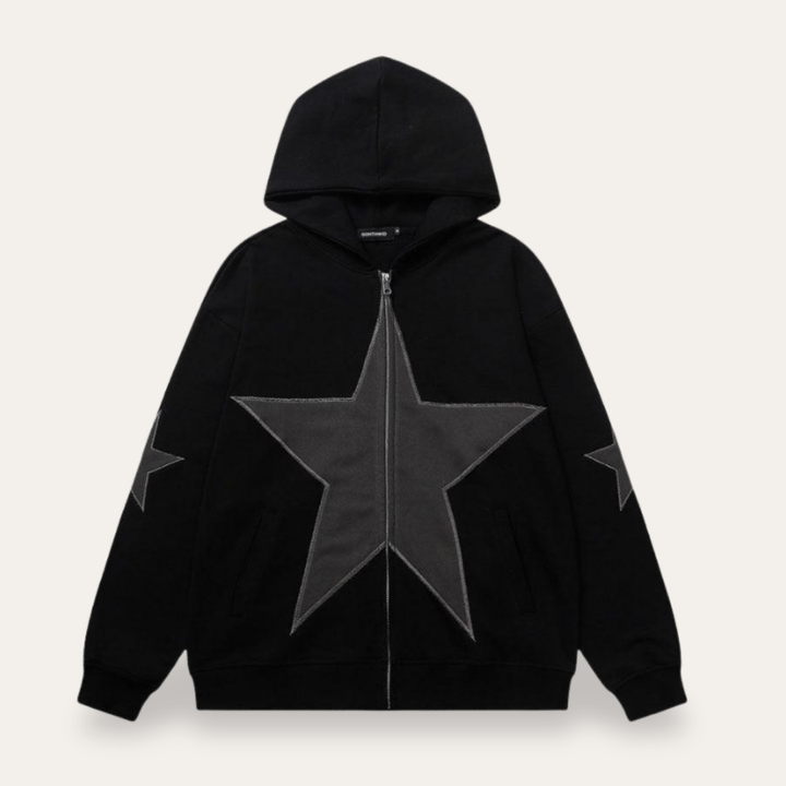 Herren Hoodie mit Sternmuster und Reißverschluss Kapuze | Vestea