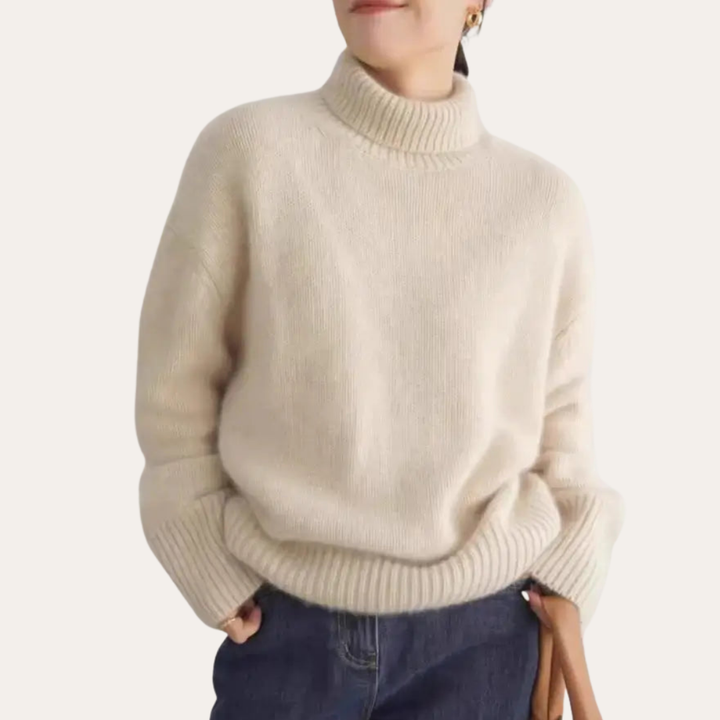 Damen Rollkragenpullover aus Strick mit Oversize-Passform | Vestea