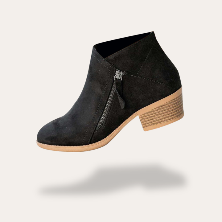 Orthopädische Damen Stiefeletten mit Blockabsatz und Reißverschluss | Vestea