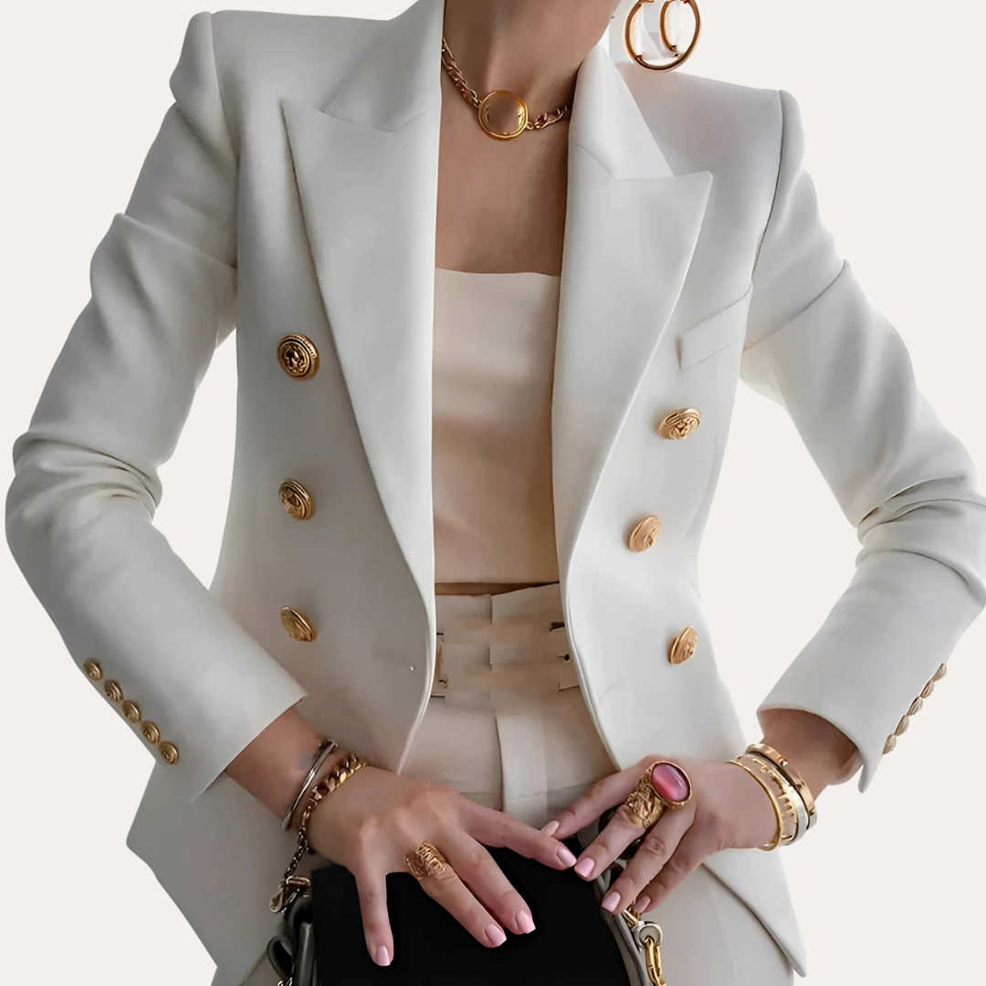 Damen Blazer Zweireiher Elegant Businessjacke | Vestea