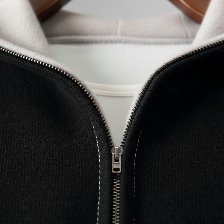 Men's knitted zip-up hoodie solid color | Vestea