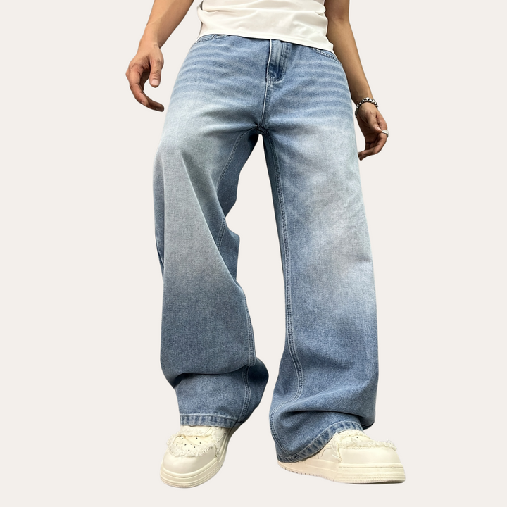 Herren Y2K Baggy Jeans Weites Bein Blau | Vestea