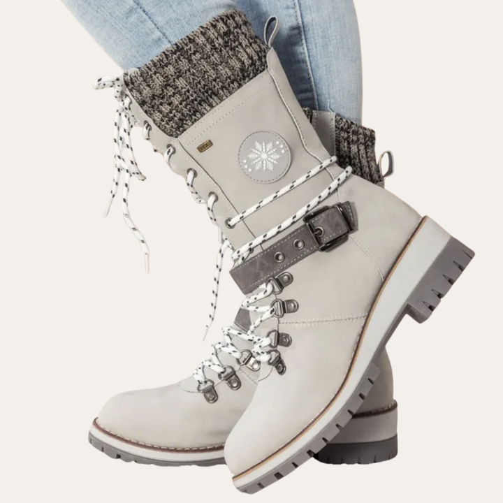Damen Winterstiefel gefüttert wasserdicht orthopädisch Lederoptik | Vestea