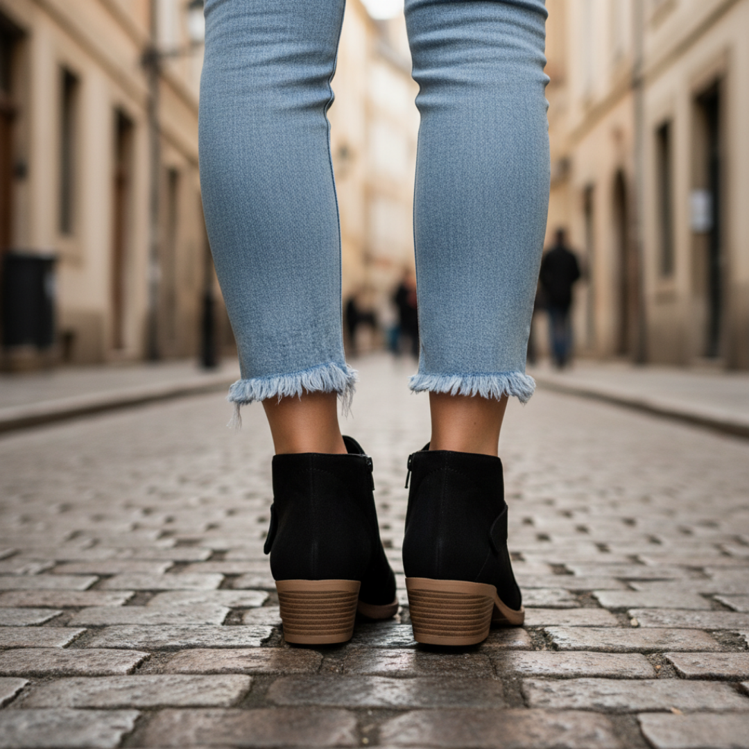 Orthopädische Damen Stiefeletten mit Absatz Kurzschaft Schuhe | Vestea