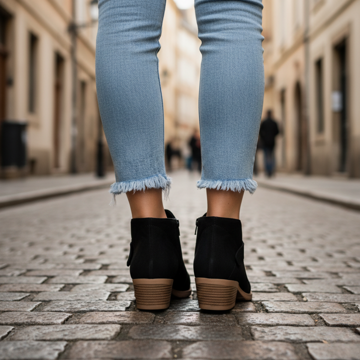 Orthopädische Damen Stiefeletten mit Absatz Kurzschaft Schuhe | Vestea