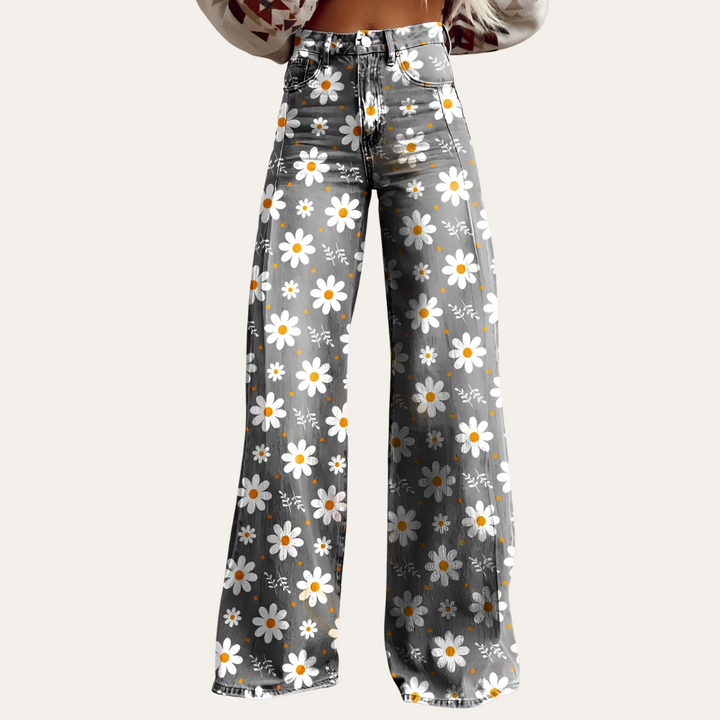 Blumenmuster Schlaghosen für Damen | Vestea