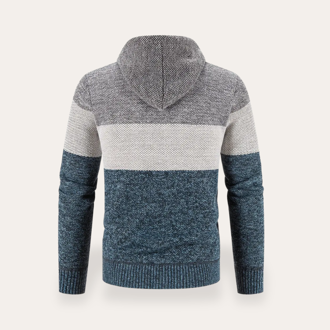 Herren Kapuzenjacke Materialmix Strick gefüttert | Vestea