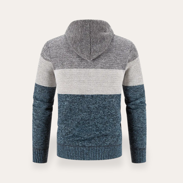 Herren Kapuzenjacke Materialmix Strick gefüttert | Vestea