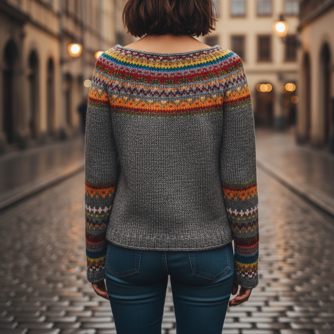 Damen Fair Isle Strickpullover Rundhals | Vestea