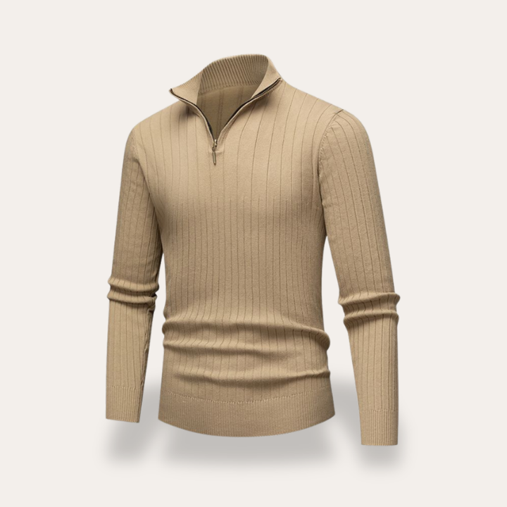 Herren Strickpullover mit Reißverschluss Stehkragen | Vestea