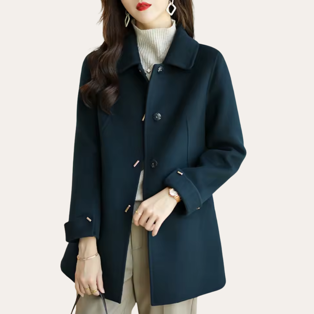 Damen Wollmantel Kurz Elegant Knopfleiste Herbst Wintermantel | Vestea