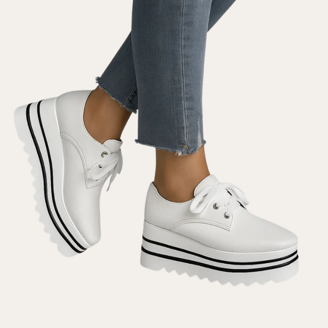 Damen Plateau Schnürschuhe Leder Orthopedico Freizeitschuhe | Vestea