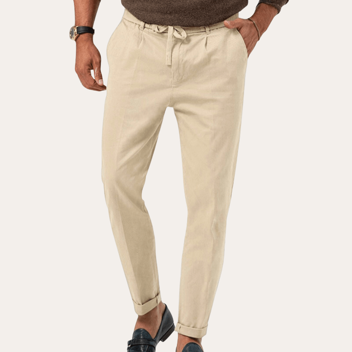 Herren Leinenhose Slim Fit mit Komfortbund Freizeit Hose | Vestea