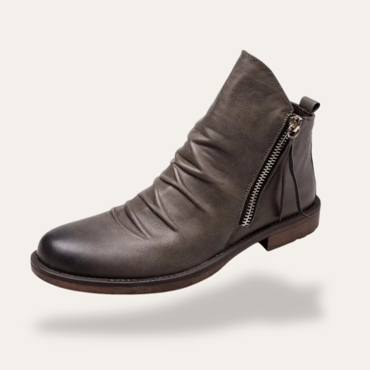 Herren Lederstiefeletten mit Reißverschluss und orthopädischer Passform | Vestea