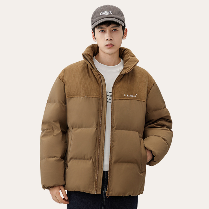 Herren Daunenjacke Corduroy Stehkragen Winterjacke | Vestea