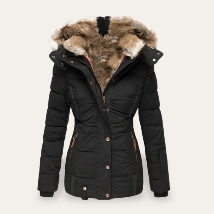 Winterjacke Damen mit Kapuze und Kunstfell | Vestea