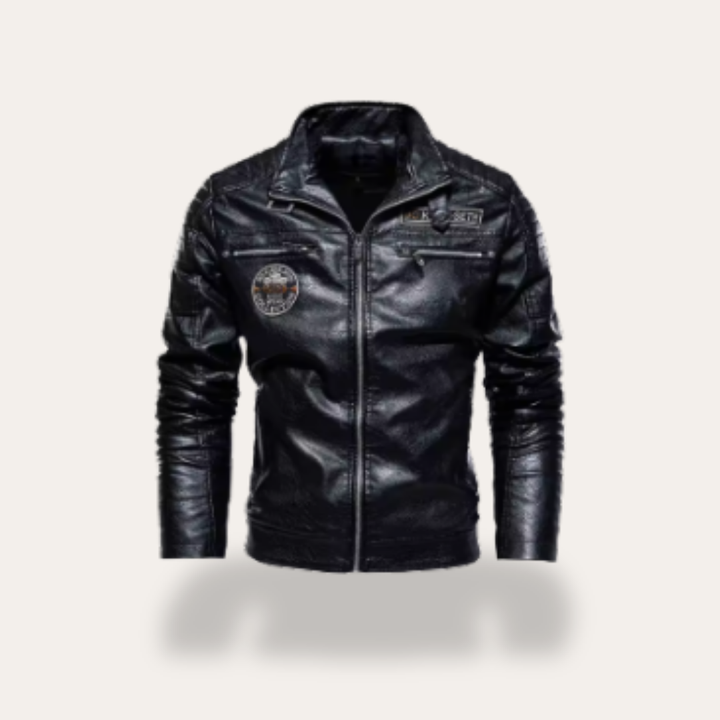 Herren Kunstlederjacke Bikerjacke mit Reißverschluss | Vestea