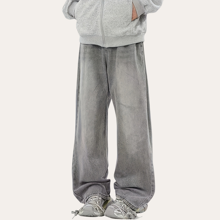 Herren Baggy Jeans Weites Bein Grau | Vestea