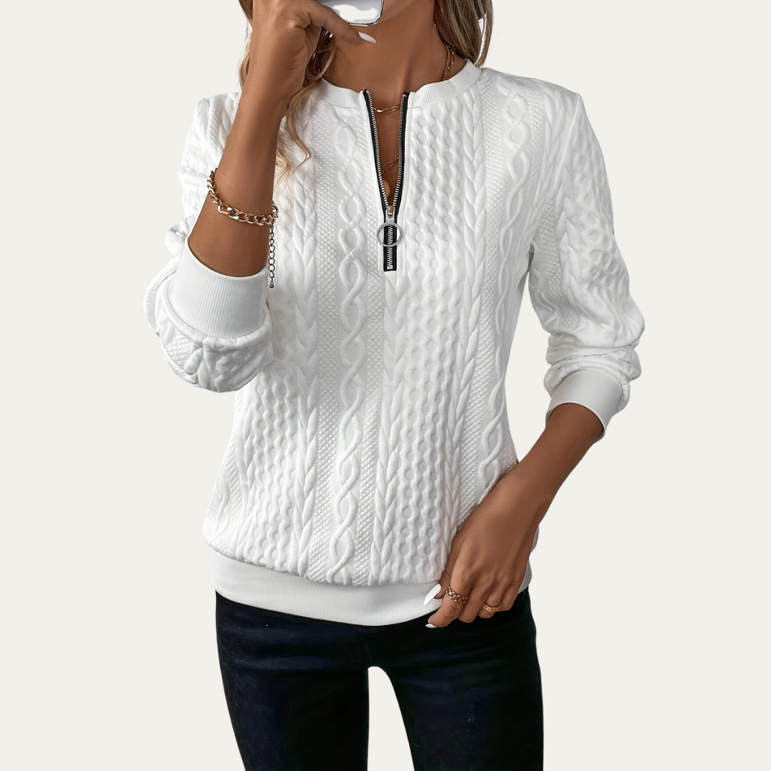 Damen Strickpullover mit Reißverschluss Kragen | Vestea