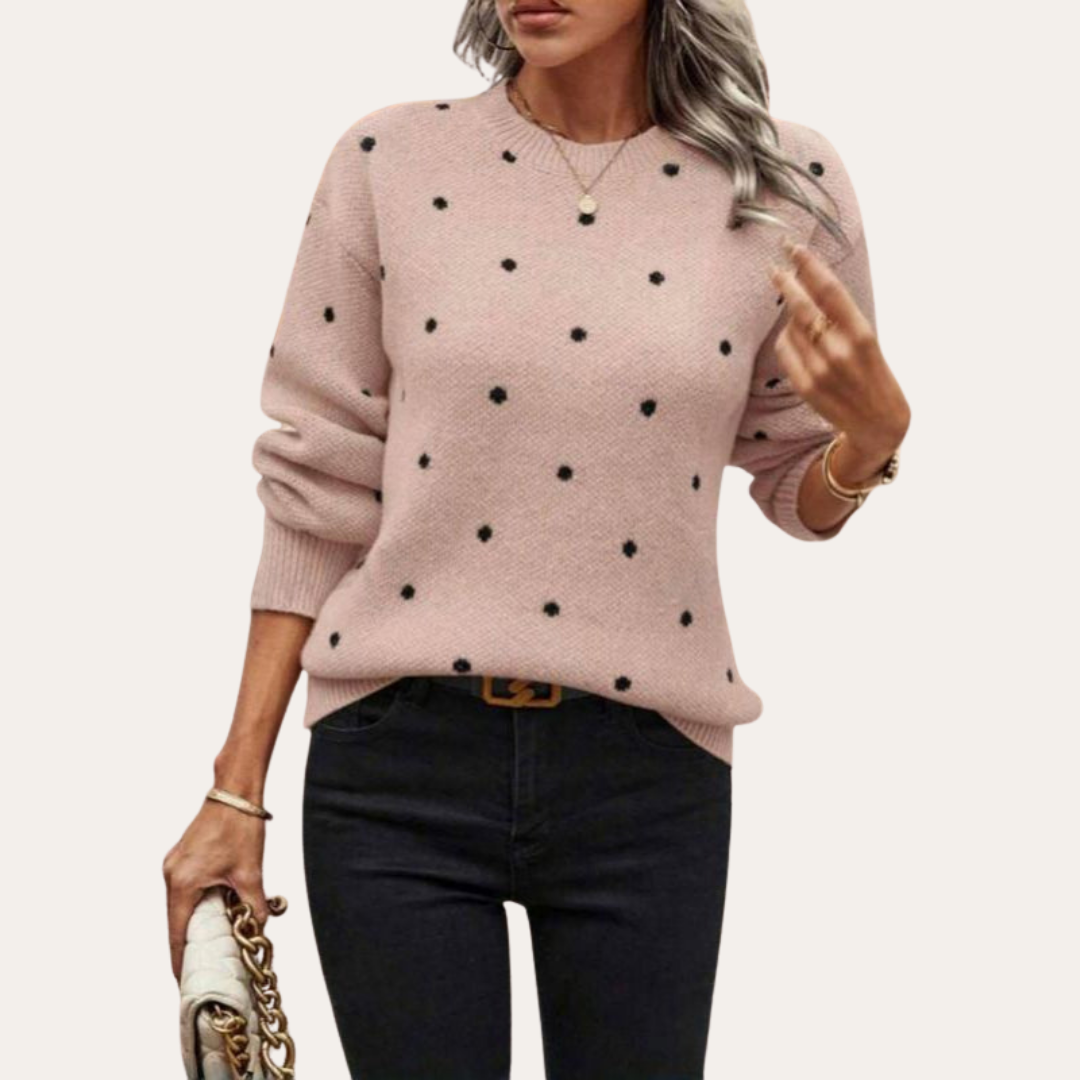 Damen Pullover mit Punkten Rundhals | Vestea