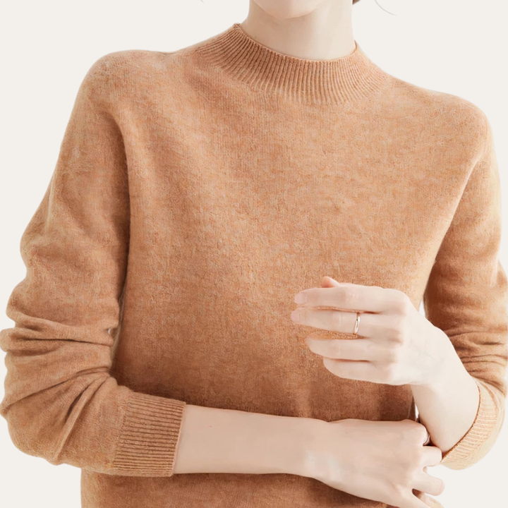 Damen Pullover Langarm Stehkragen Basic | Vestea