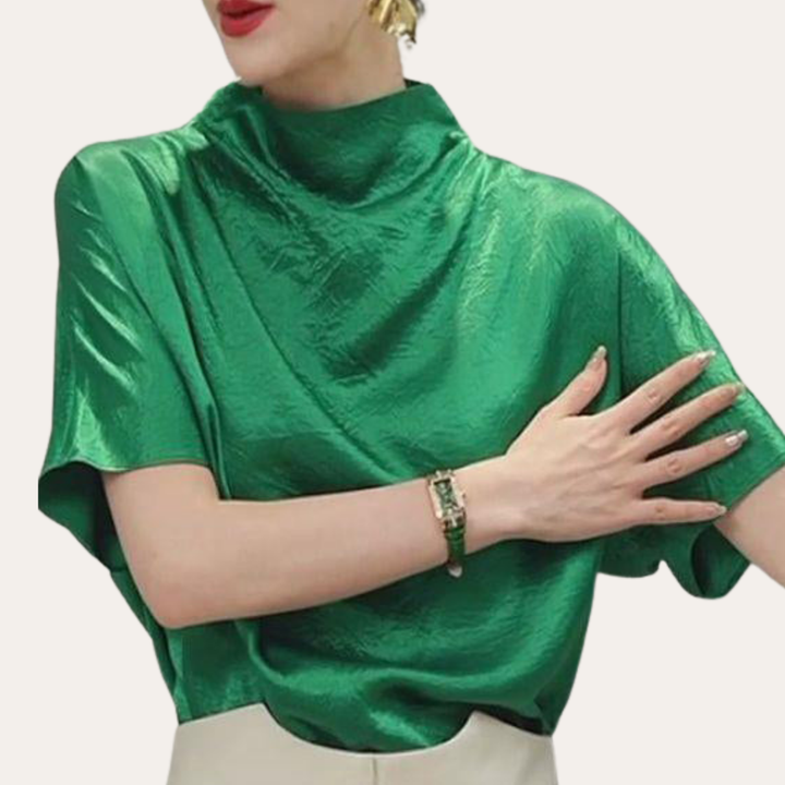 Turtleneck Kurzarm-Shirt für Damen | Vestea