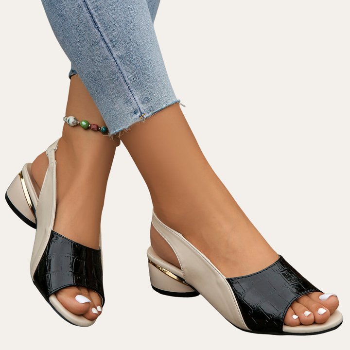 Damen Orthopädische Sandalen Leder Slingback Absatz | Vestea
