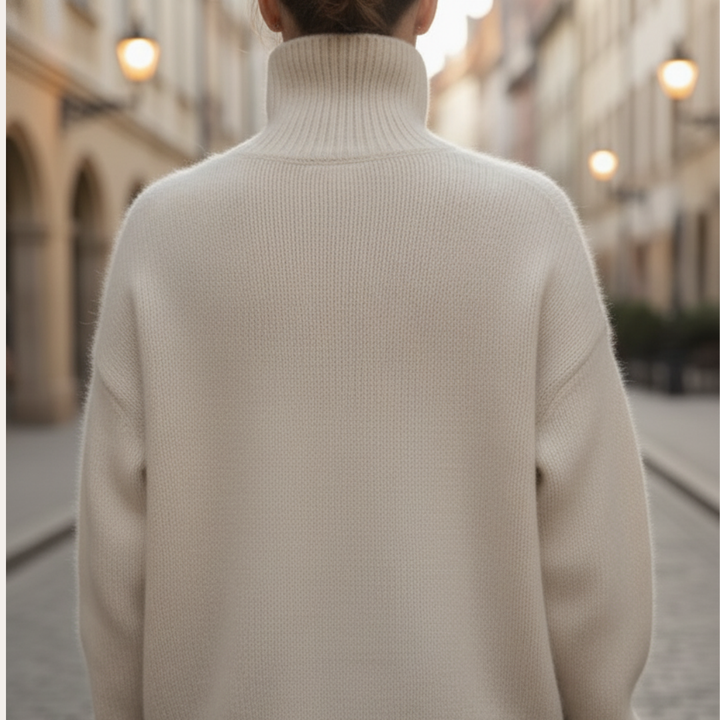 Damen Oversize Rollkragenpullover Beige | Vestea