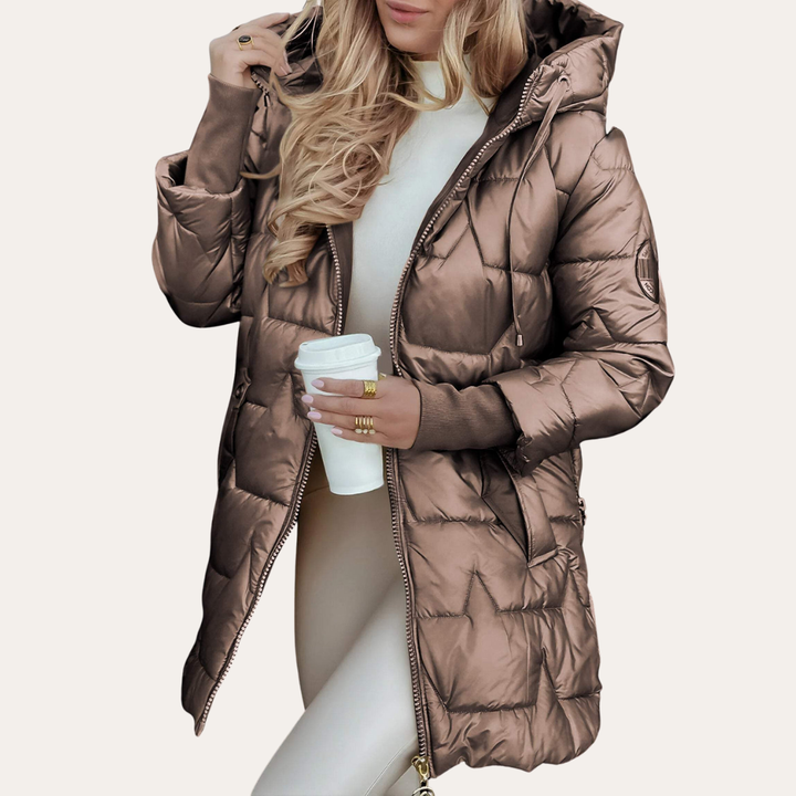 Damen Steppjacke mit Kapuze Polyester Winterjacke | Vestea