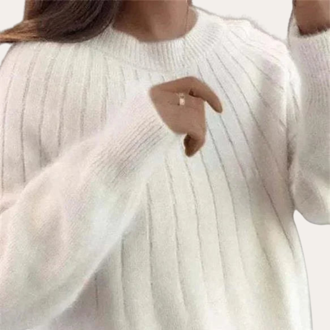 Damen Strickpullover Oversize Langarm Weich Acrylmischung Rundhals | Vestea