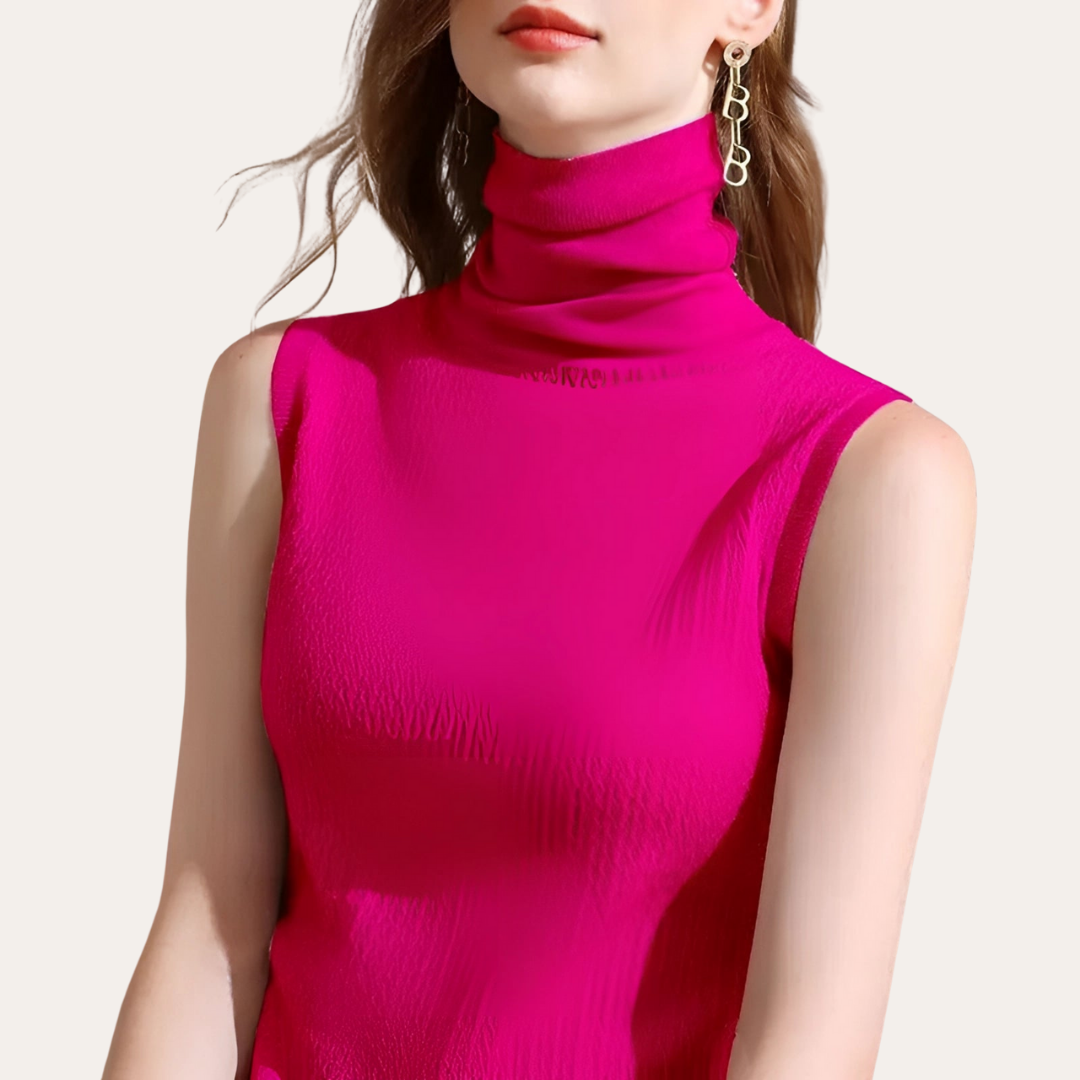 Damen Rollkragen Top Ärmellos Elegant | Vestea