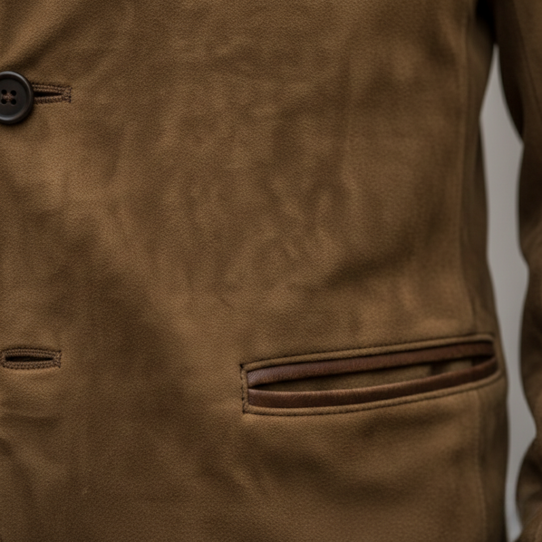 Men Suede Fur Collar Blazer Jacket