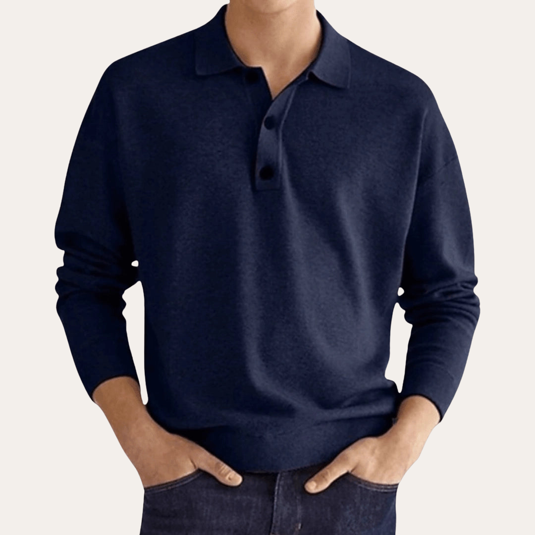 Herren Langarm Poloshirt Freizeit Klassisch | Vestea