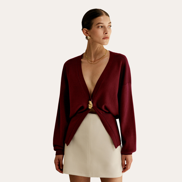Damen Strickjacke V-Ausschnitt Langarm Cardigan | Vestea