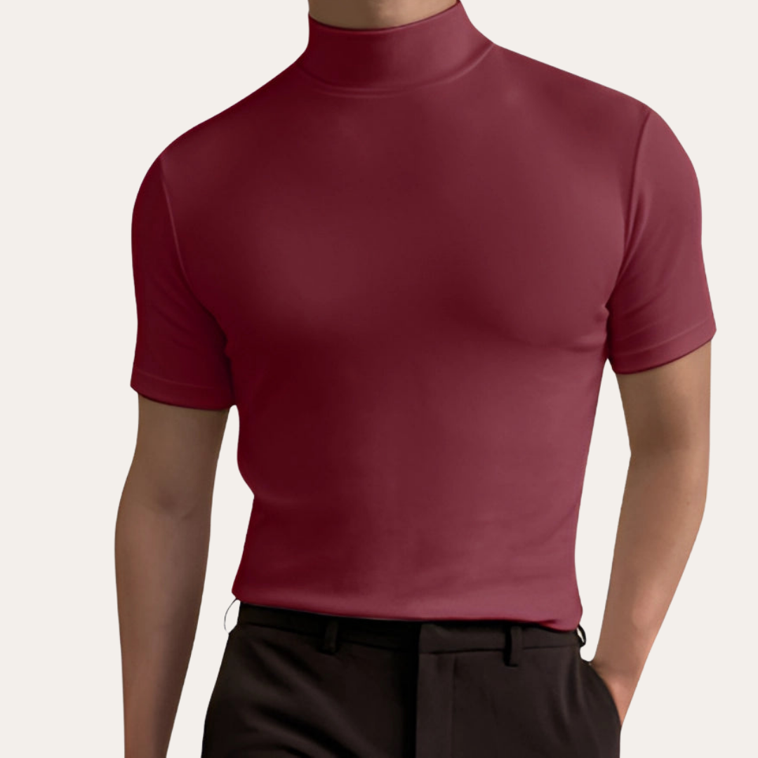 Herren Kurzarm Rollkragen T-Shirt Slim Fit | Vestea