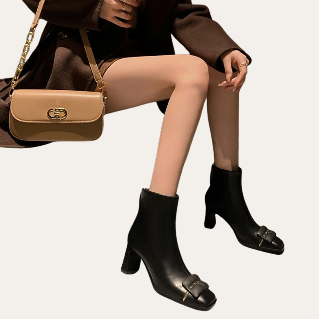 Damen Orthopädische Stiefeletten mit Absatz und Schleife | Vestea
