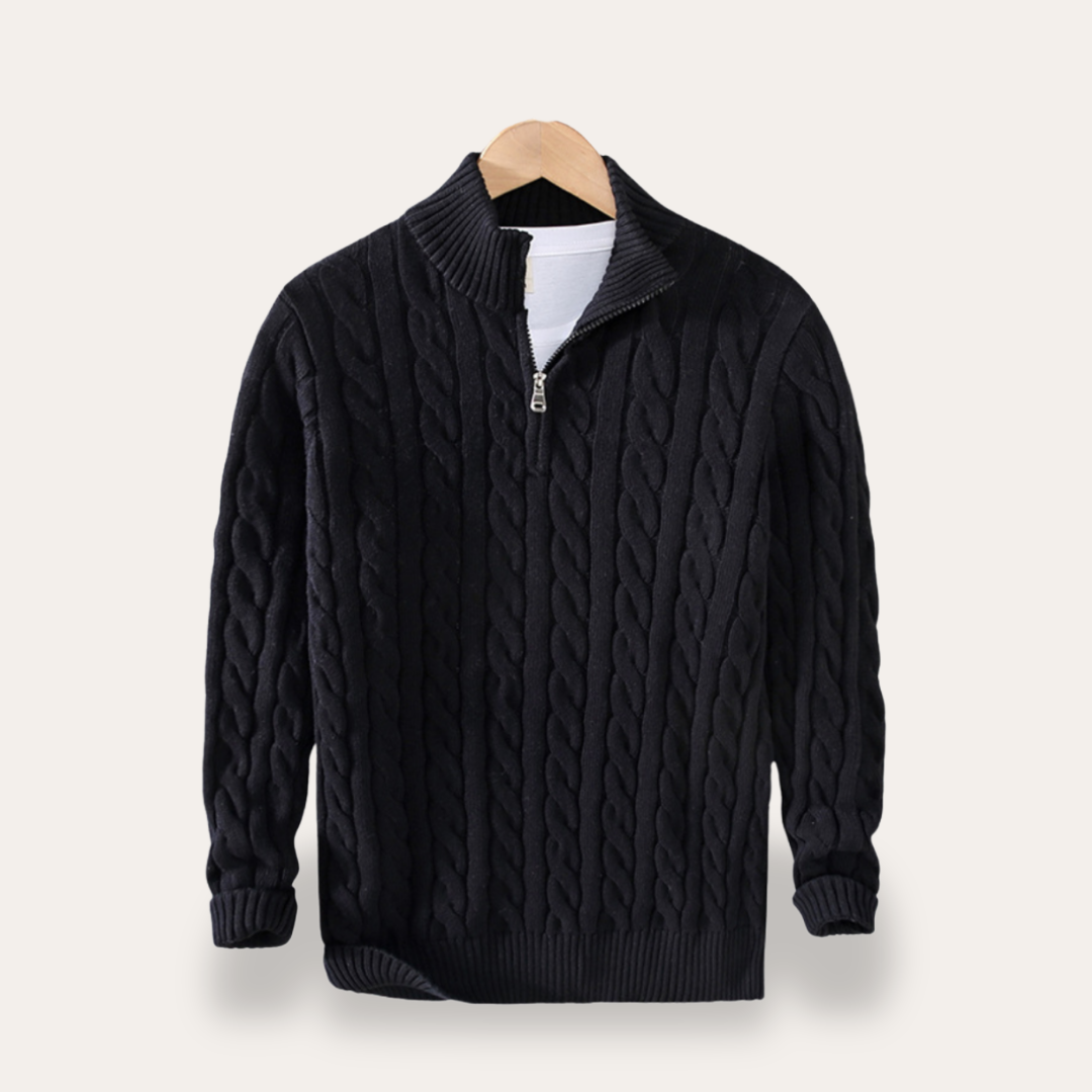 Herren Strickpullover Zopfmuster Halbzip Strickmaterial Freizeit Vestea | Vestea