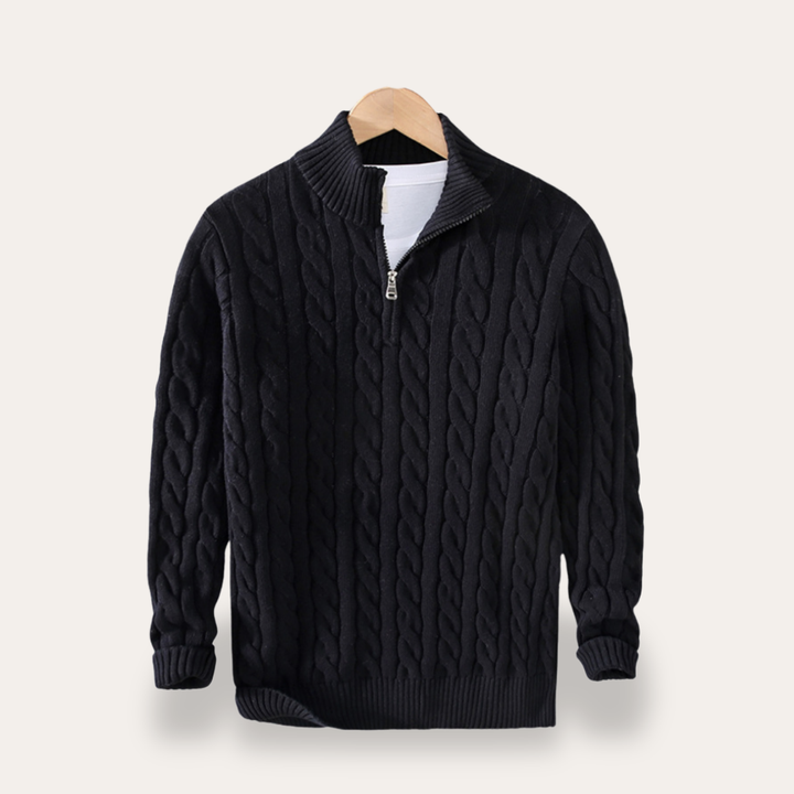 Herren Strickpullover Zopfmuster Halbzip Strickmaterial Freizeit Vestea | Vestea