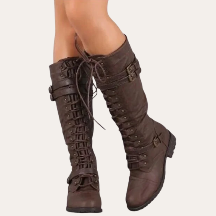 Orthopädische Damen Stiefel mit Schnürung und Schnalle | Vestea