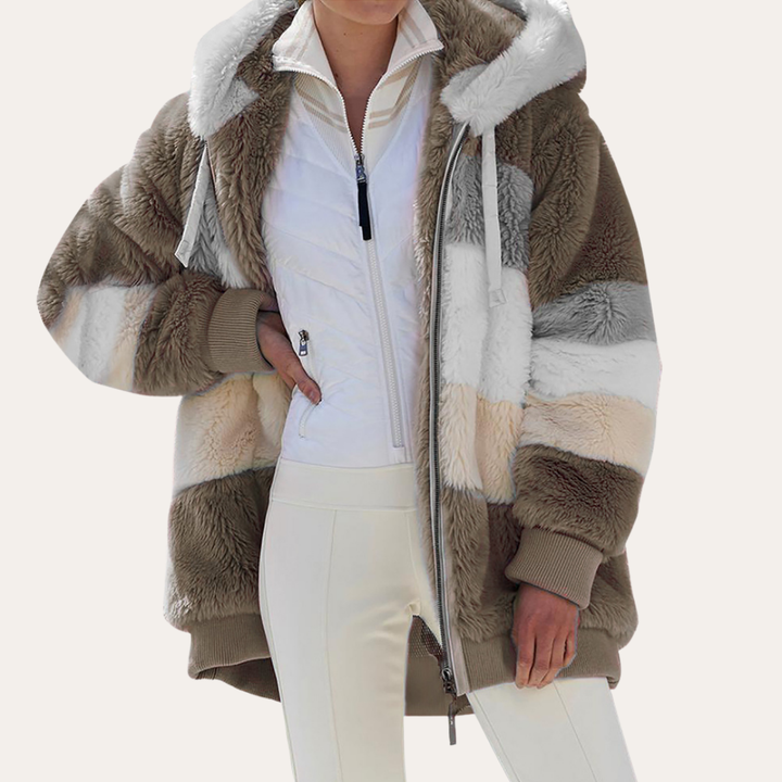 Damen Kunstpelz Jacke Winter mit Kapuze | Vestea