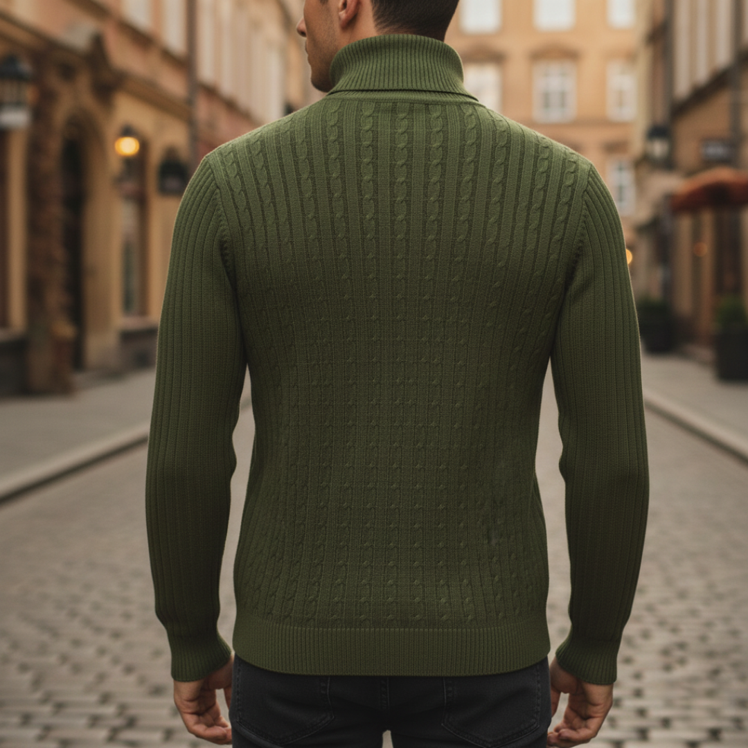 Modische Herren-Rollkragenpullover aus Rippstrick | Vestea