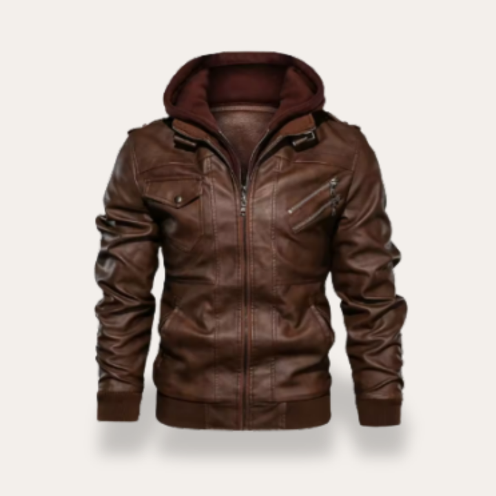 Herren Kunstlederjacke mit Kapuze Winterjacke | Vestea