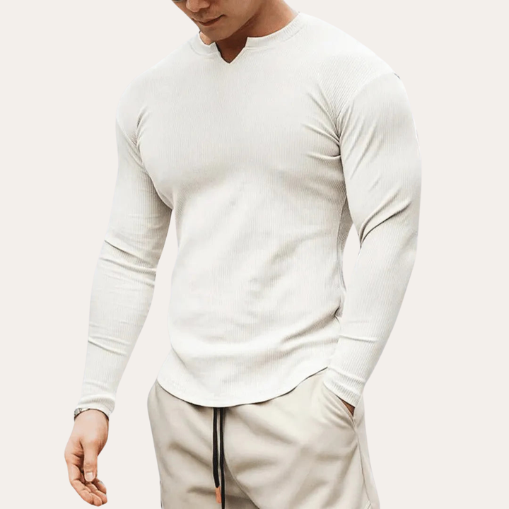 Herren Langarmshirt Slim Fit Rundhals | Vestea