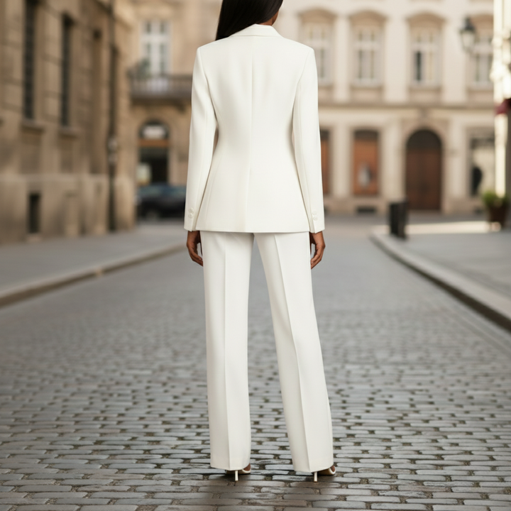 Damen Anzughose-Blazer Set Weiß Tailoring-Fabric | Vestea