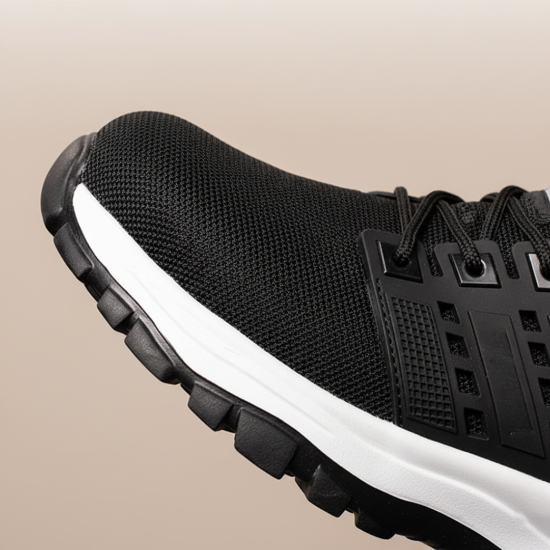 Sneakers Herren Mesh mit Weiß-Schwarzer Sohle | Vestea